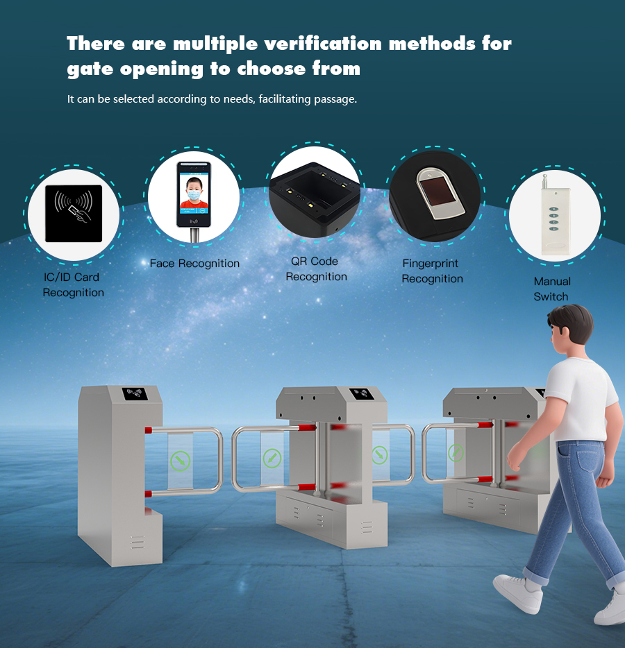 HCW Office Building Access Control System Swing Gate Turnstile For Staff Passage