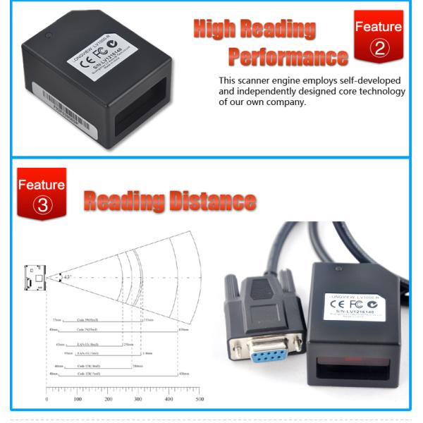 Kiosk CCD 1D Barcode Scanner Module 265 LUX Light Intensity With Serial / USB Version