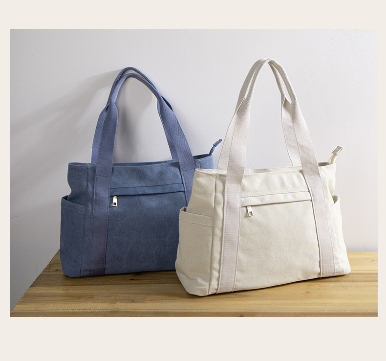 Fashion Women Canvas Shopping Bag Ladies Casual Shoulder Handbag Reusable Large Capacity Eco-Friendly Tote Bag