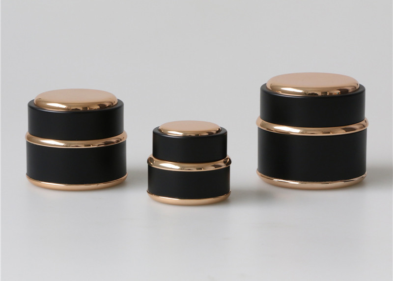 6 Oz 8 Oz 1 Oz Black Plastic Cosmetic Jars , Small Plastic Cosmetic Containers With Lids