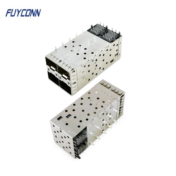 SFP+ 2x2 Press-Fit Connector 80pin Dual Port with Lightpipe