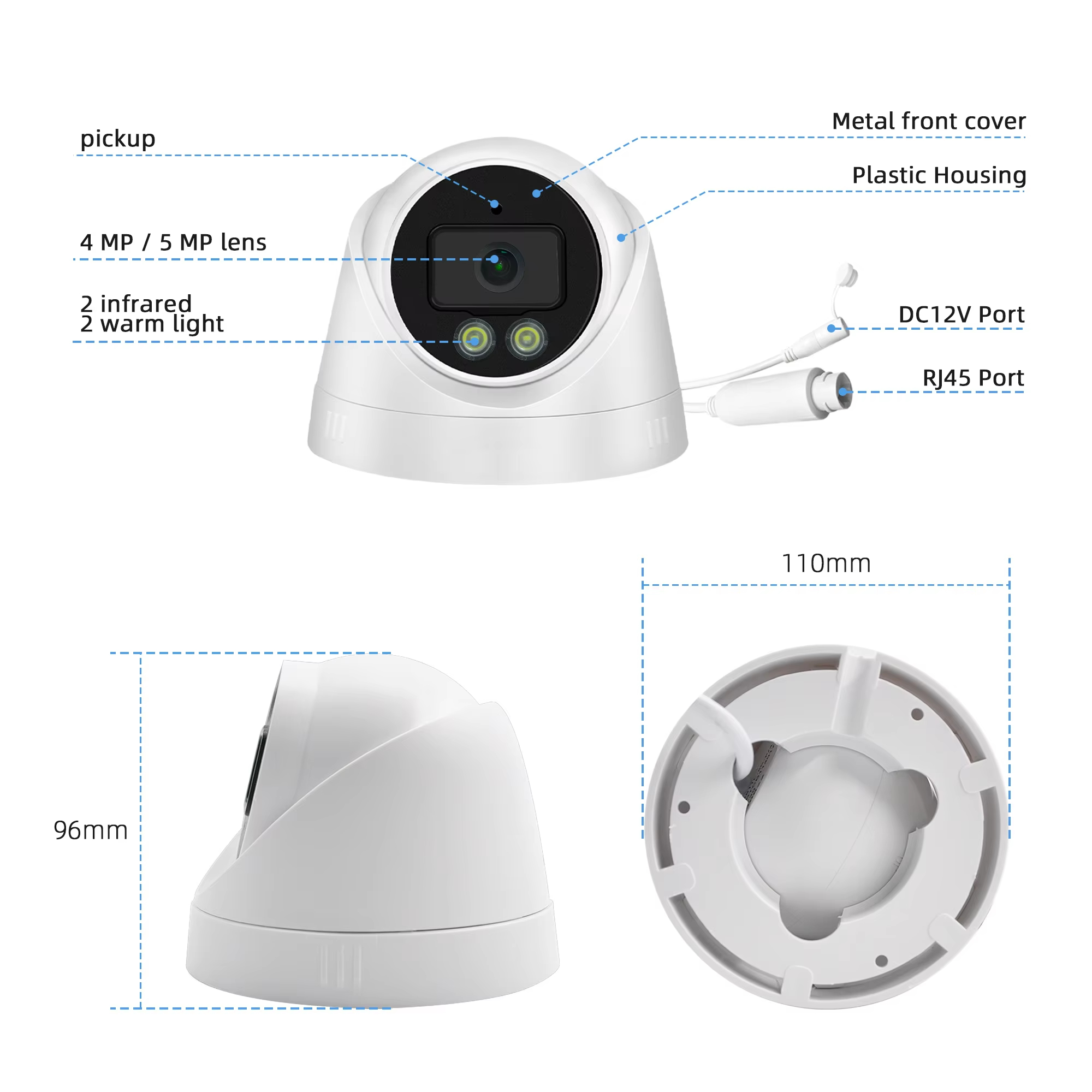 IP Network HD Full Color Camera with Audio AI Human Detect Dome Smart IR POE Camera Night Vision CCTV Camera