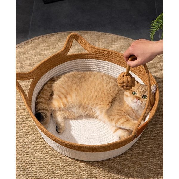 Coarse Rattan Cat Sleeping Bed Scratch Resistant Biodegradable Material For Summer