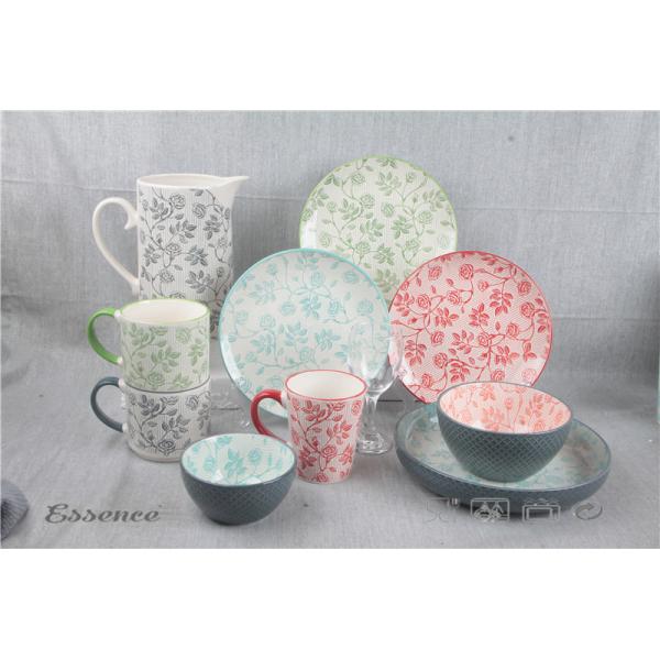 11" Large Beautiful Ceramic Dinner Plates Pad Painted Round Shape For Restaurant / Home