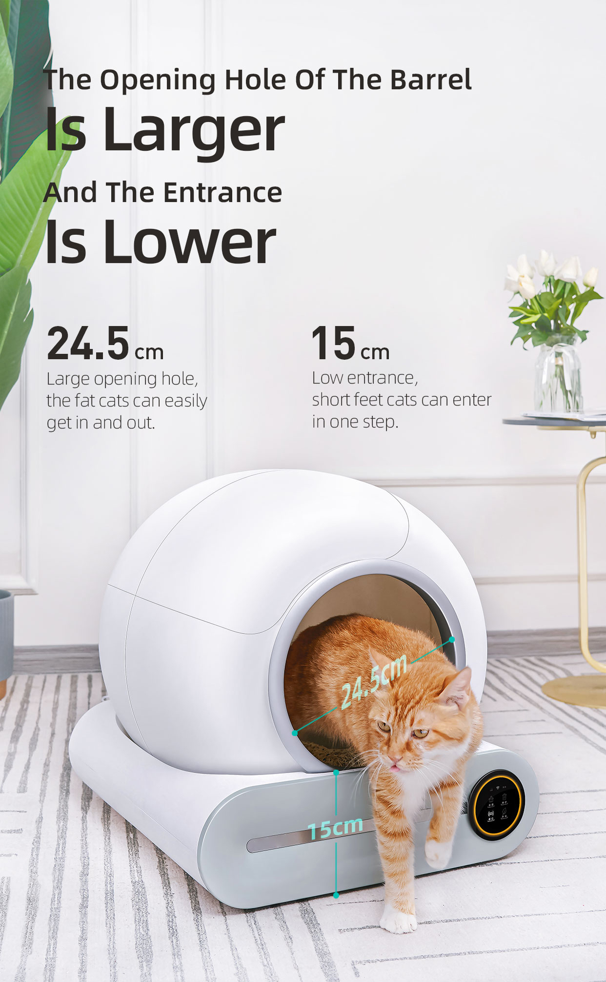 9L Smart Cat Toilet PP PS Smart Self Cleaning Litter Box 900ml