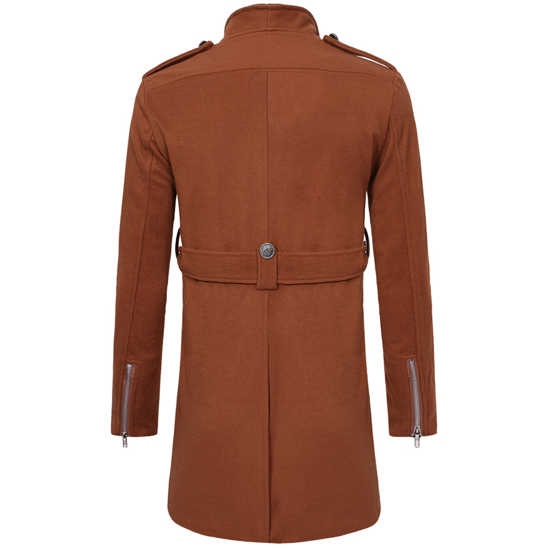 Oversized Mens Long Bomber Jacket , Adjustable Belt Long Double Breasted Trench Coat