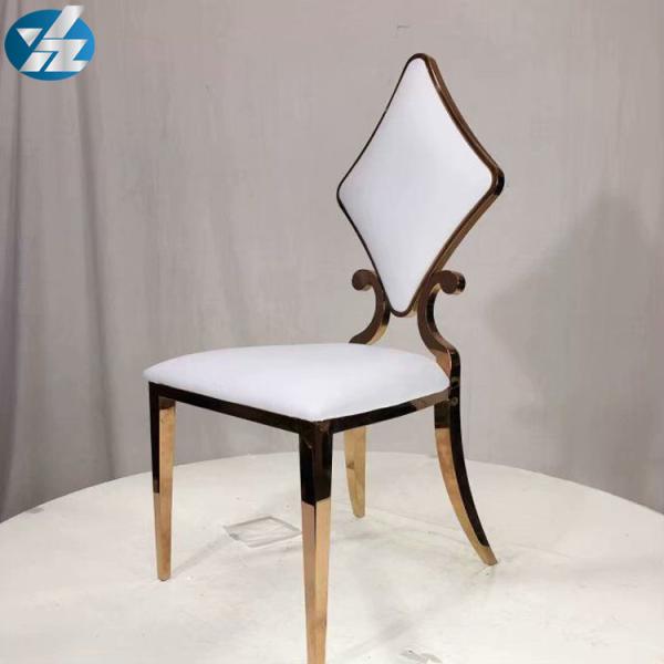 Luxury 50X55X107 SS Diamond Wedding Golden Dining Chair OEM White