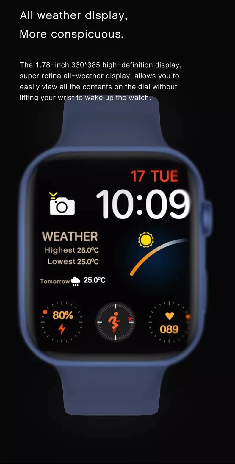 1.78 HD Screen Heart Rate Pedometer Bluetooth Calling Smartwatch