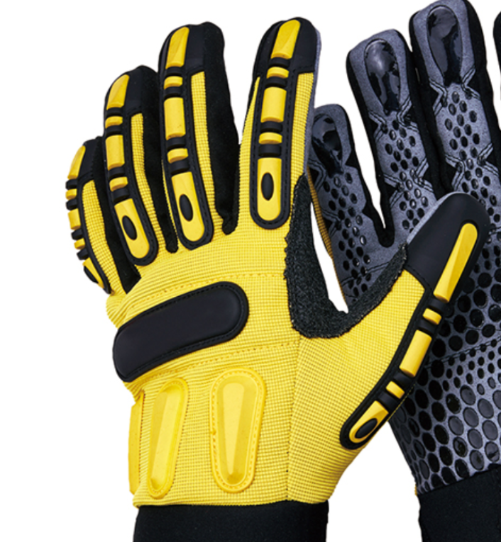 Light Duty Work TPR Impact Gloves with PVC Dots Synthetic Leather in Black and Blue