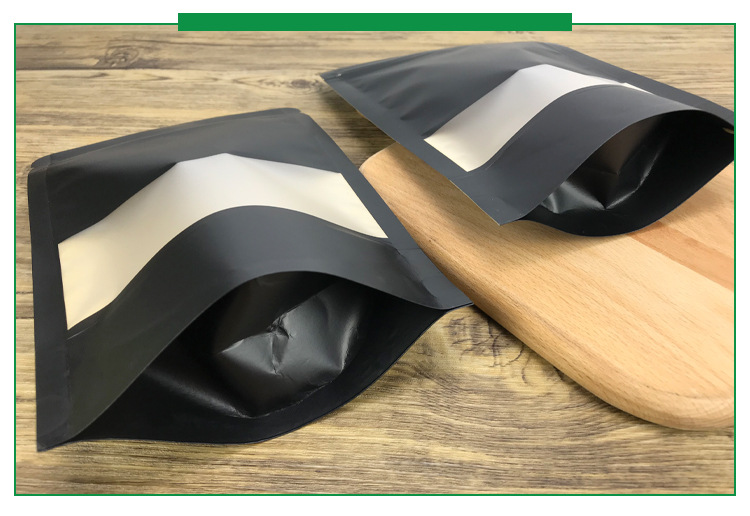 Custom Logo Black Plastic Polybag Food Package with Window Gravure Printing Size Optional