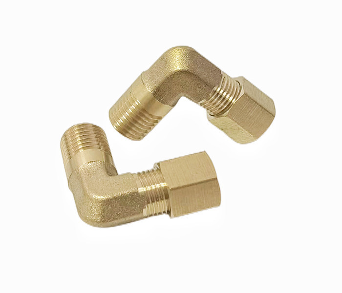 CNC Brass 90 Degree Elbow With Compression Fittings 1/2x1/2 NPT