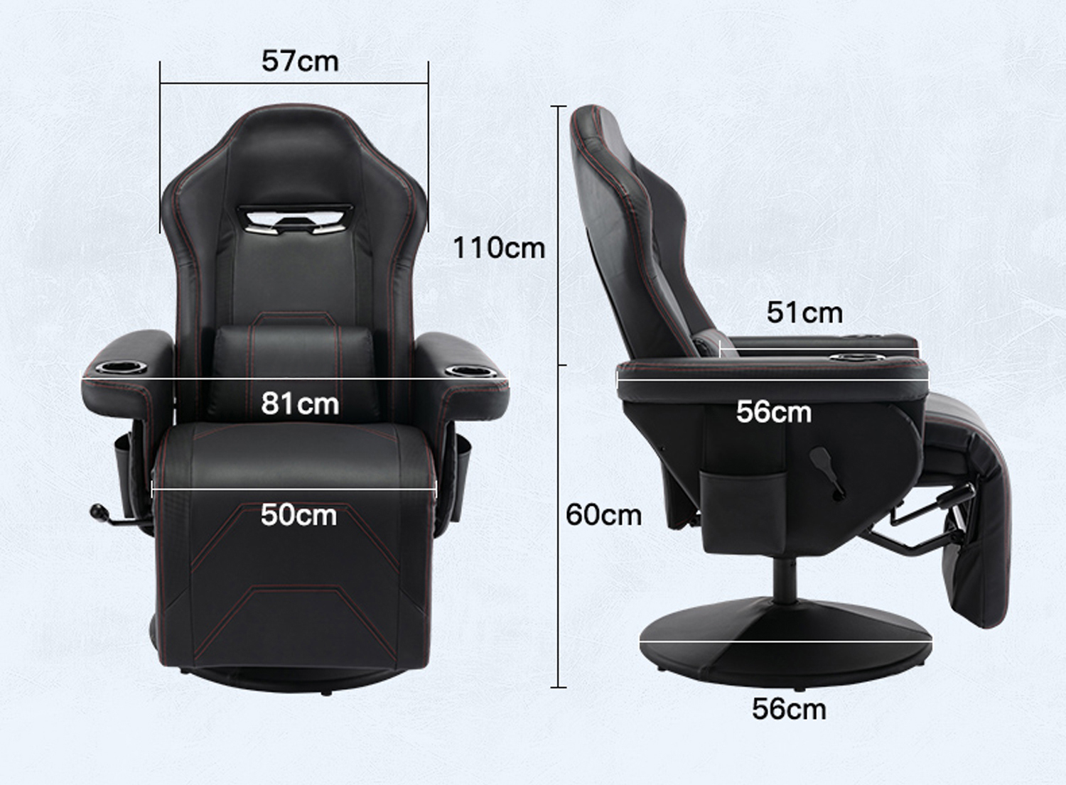 White Racing Style Gaming Chair Executive Office Swivel Seat with Cup Holder and Footrest