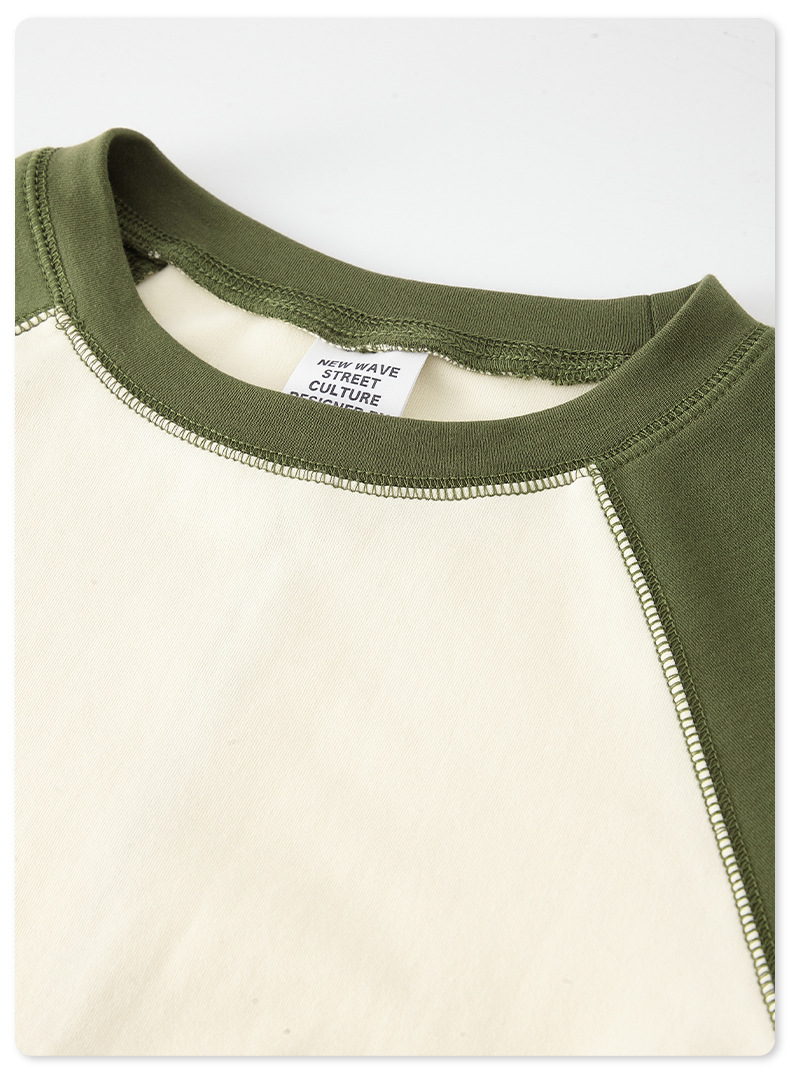 5xl 4xl 3xl 100 Cotton Long Sleeve T Shirts O-Neck Collar Women'S Y2k Vintage Contrast Raglan White