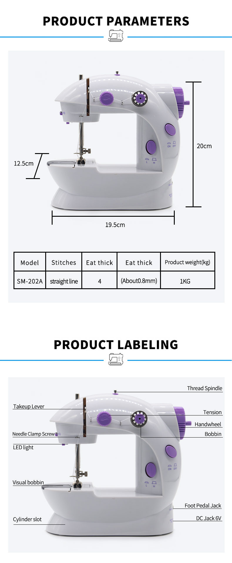 Easy to Operate Sewing Machine Mini Portable Household with Night Light and Foot Pedal