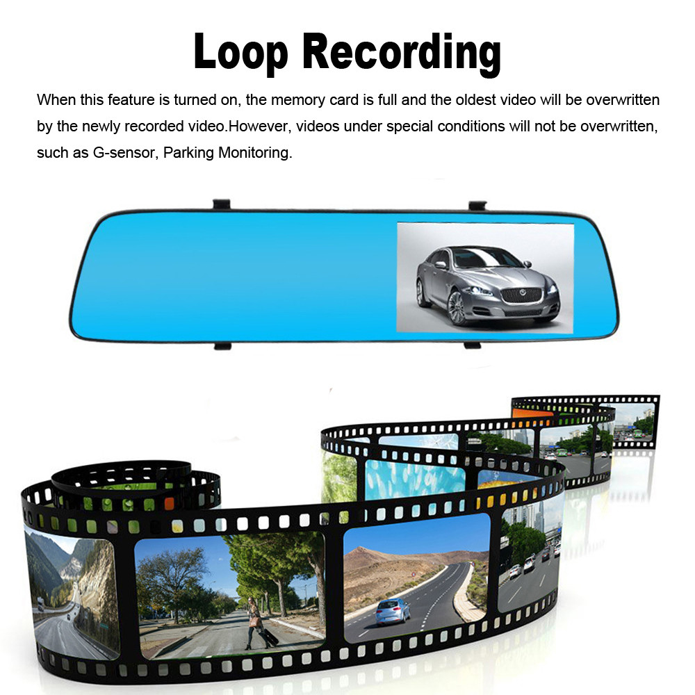 Universal Auto Night Vision Dash Cam Tachograph HD Camera 1080p 4.2Inch