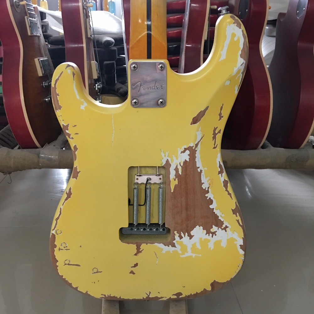 Maple scalloped fingerboard relic classical st electric guitar,handmade aged st guitar