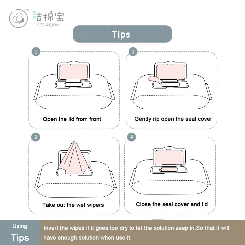 Non Woven Material Baby Cleaning Wipes With No Chemical Addition