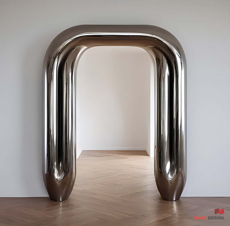 Garden Decoration Art Installation Theme Stainless Steel Art Door Mirror Process