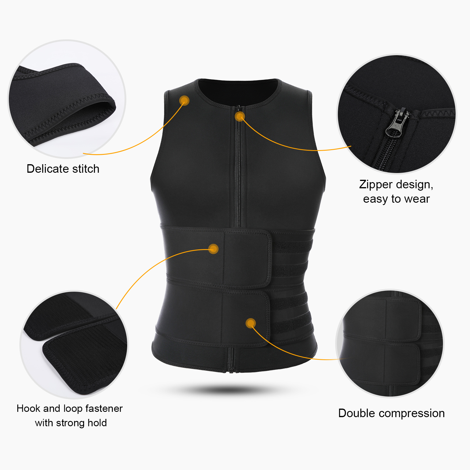 Private Label Neoprene Sweat Vest with Waist Belt Men's Waist Trainer by Waistdear