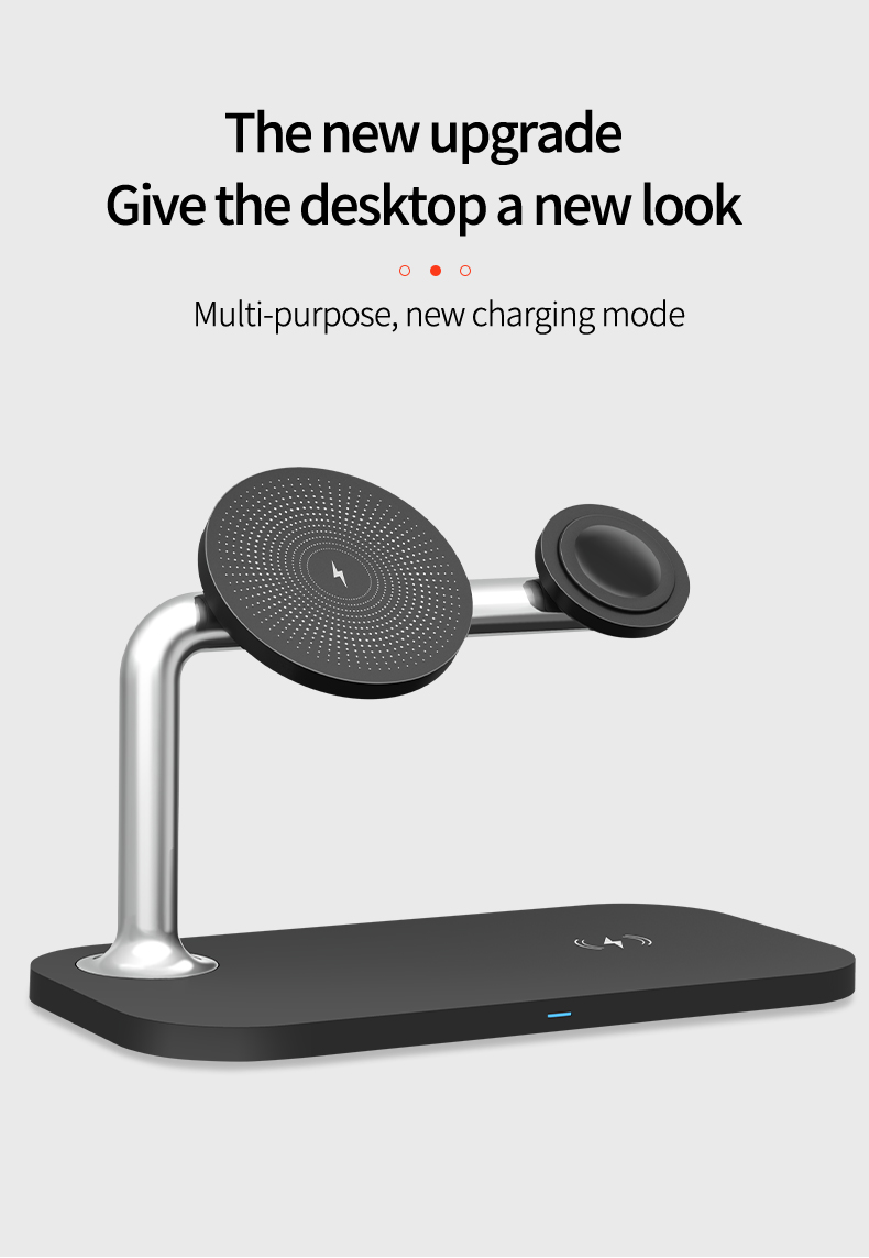 ABS Electroplating Rubber Oil Wireless Charger Stand for Fast Charging Output 3W