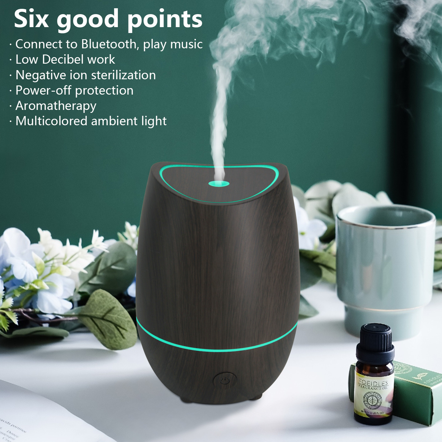 350ML Ultrasonic Aroma Diffuser Home Use Dark Wood Diffuser With 7 Color Lights