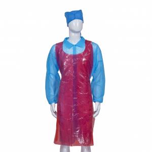 China Lint Free Disposable PE Apron No Sleeves Plastic Wearing For Kitchen Food Industry on sale