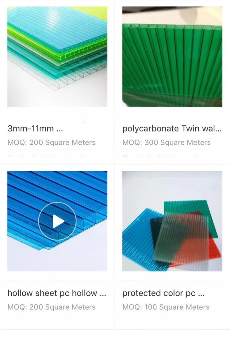 PC Plastic Hollow Sheet For Bus Shelter Canopy Carport Roofing Sun Shade