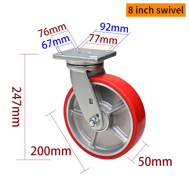 8 Inch Heavy Duty Caster Wheels 200mm 800kg Load Aluminum Core