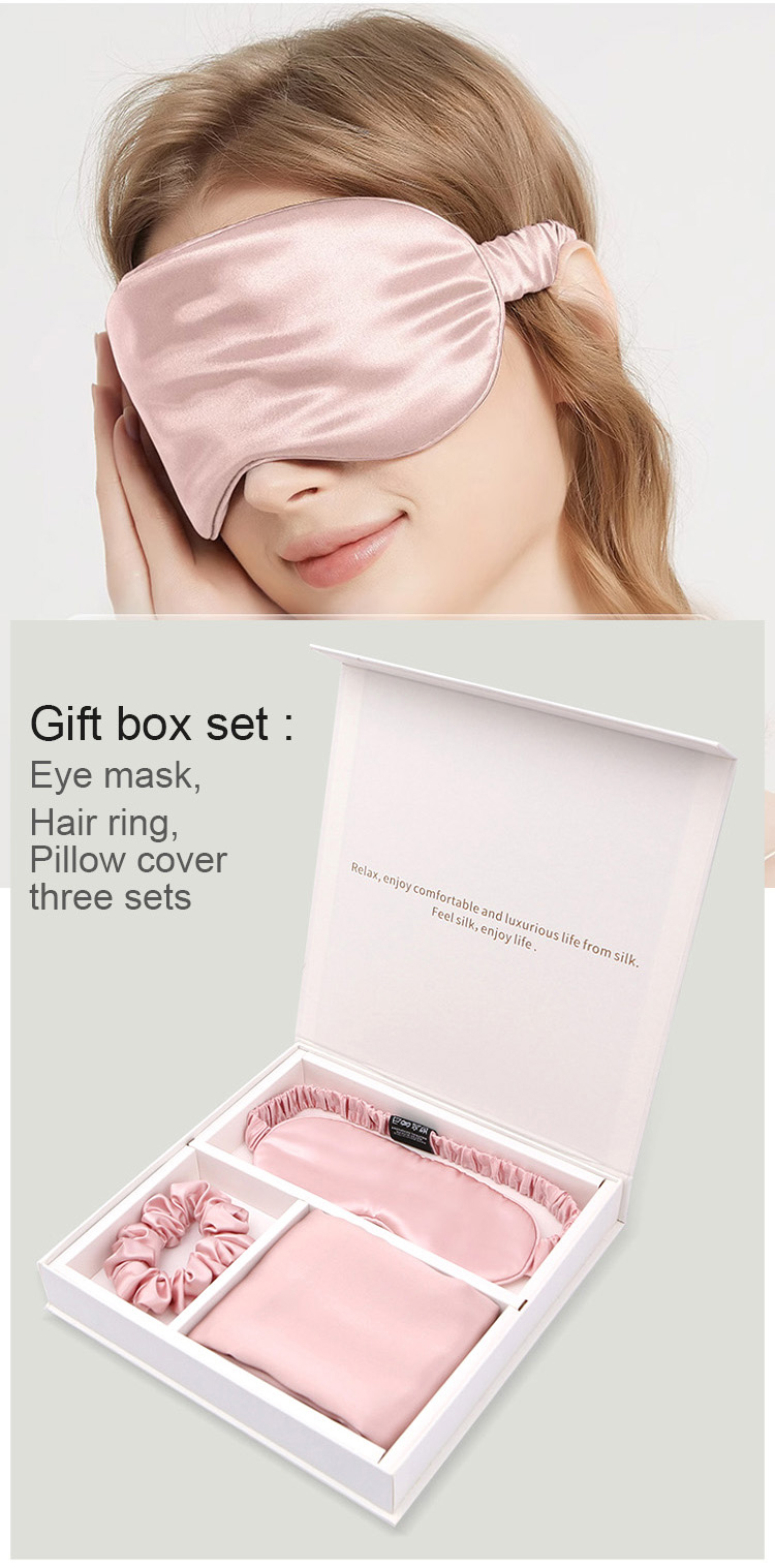Silk Charmeuse Box Pillow Case and Satin Eyemask Set for All-Season Sleeping One Size
