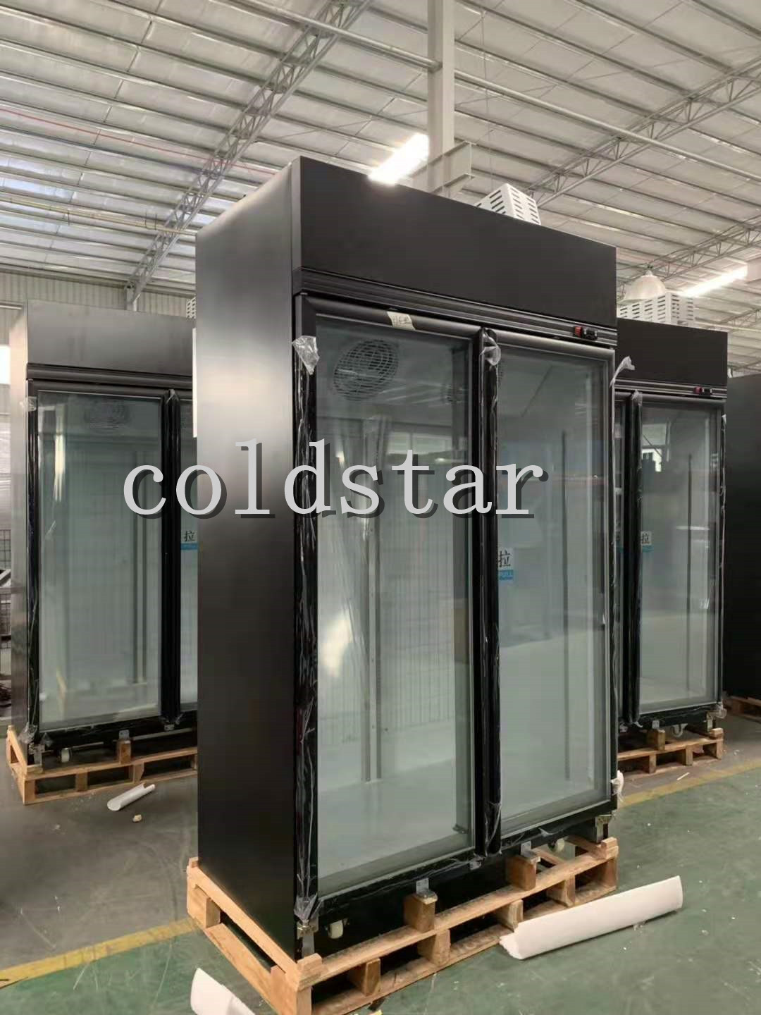 Two Doors Glass Door Vertical Upright Chiller Display Deep Freezer Price For Supermarket