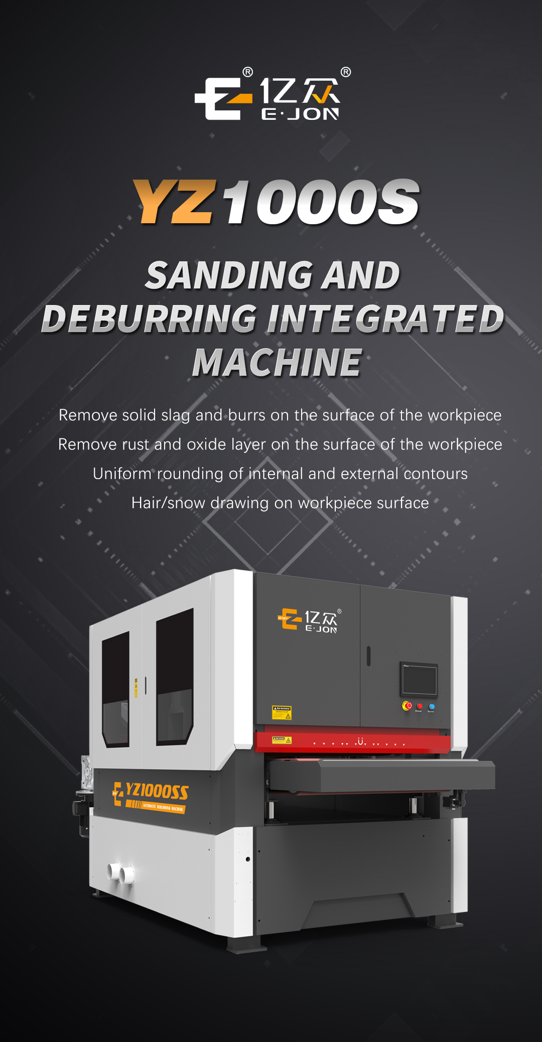 User-Friendly Ejon YZ1000S Thin Thick Metal CNC Surface Grinding Weld Polishing Machine
