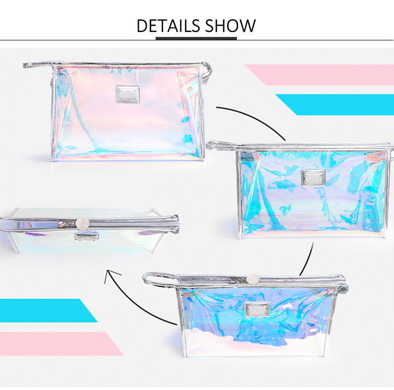 Luxury Rainbow Holographic PVC Cosmetic Organiser Bag