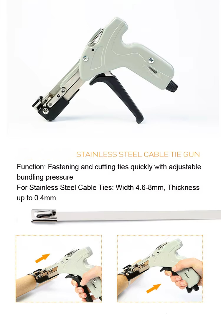 Professional Screw Type Cable Tie Pliers and Stainless Steel Banding Gun Tool for Cable Tie Range 1
