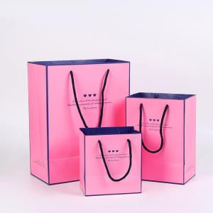 China Custom Printed Paper Shopping Bags , Personalized Paper Gift Bags With Ribbon Handle on sale