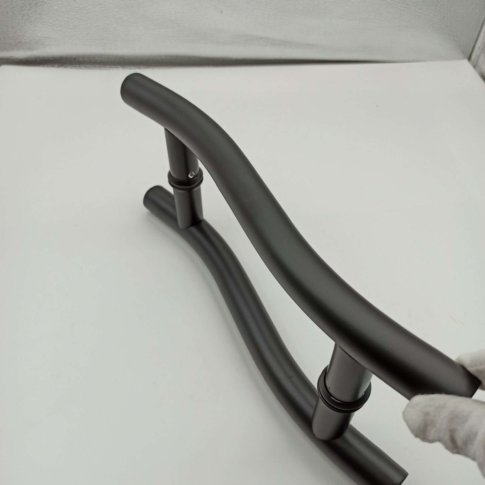 Door Window Handles 8 Inch Black Glass Door Handle in Chrome Finish 304 Stainless Steel