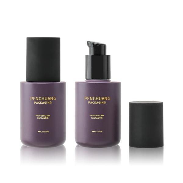 Luxury Clear 30ml Liquid Foundation Bottles With Black Gold Collar Lotion Pump