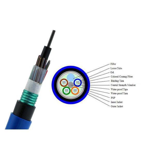 OEM Outdoor Fiber Optic Cable PVC Sheath Blue Direct Buried Mining 8 Core MGTSV