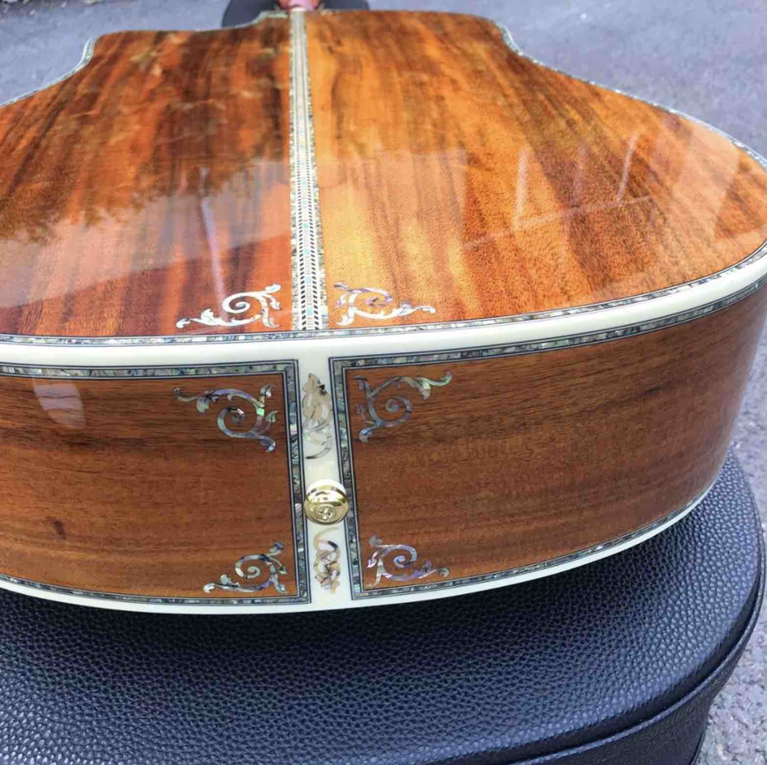 Factory Cutaway 41 Inch KOA Wood Acoustic Electric Guitar Ebony Fingerboard Abalone Inlays D Style KOA Guitar