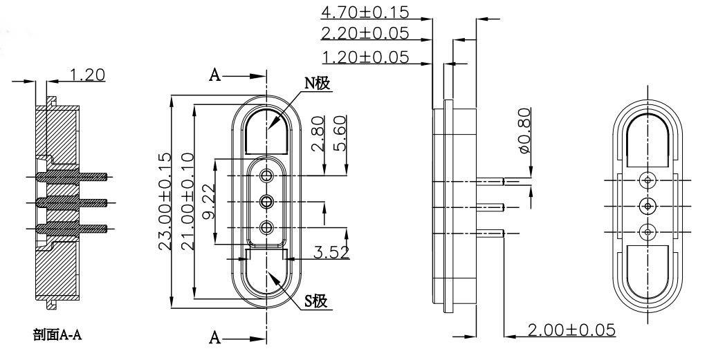 3A Magnetic 3 Pin Connector Male Female Pogo Magnetic Connector 12V With THN plastic