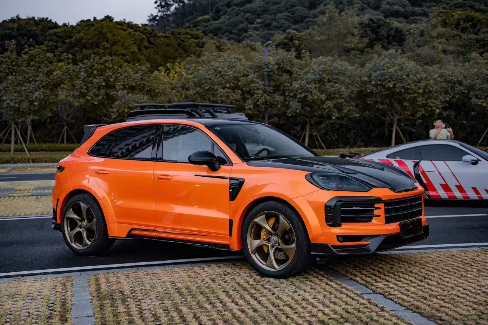 Porsche Cayenne Widebody Body Kit MSY Style Front Lip Diffuser Spoiler Body Kit Porsche