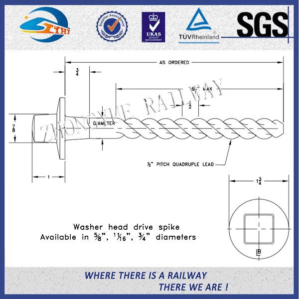 ASTM Standard Boat Spikes / Spiral Spike With Q235 35# 45# Material 414Mpa