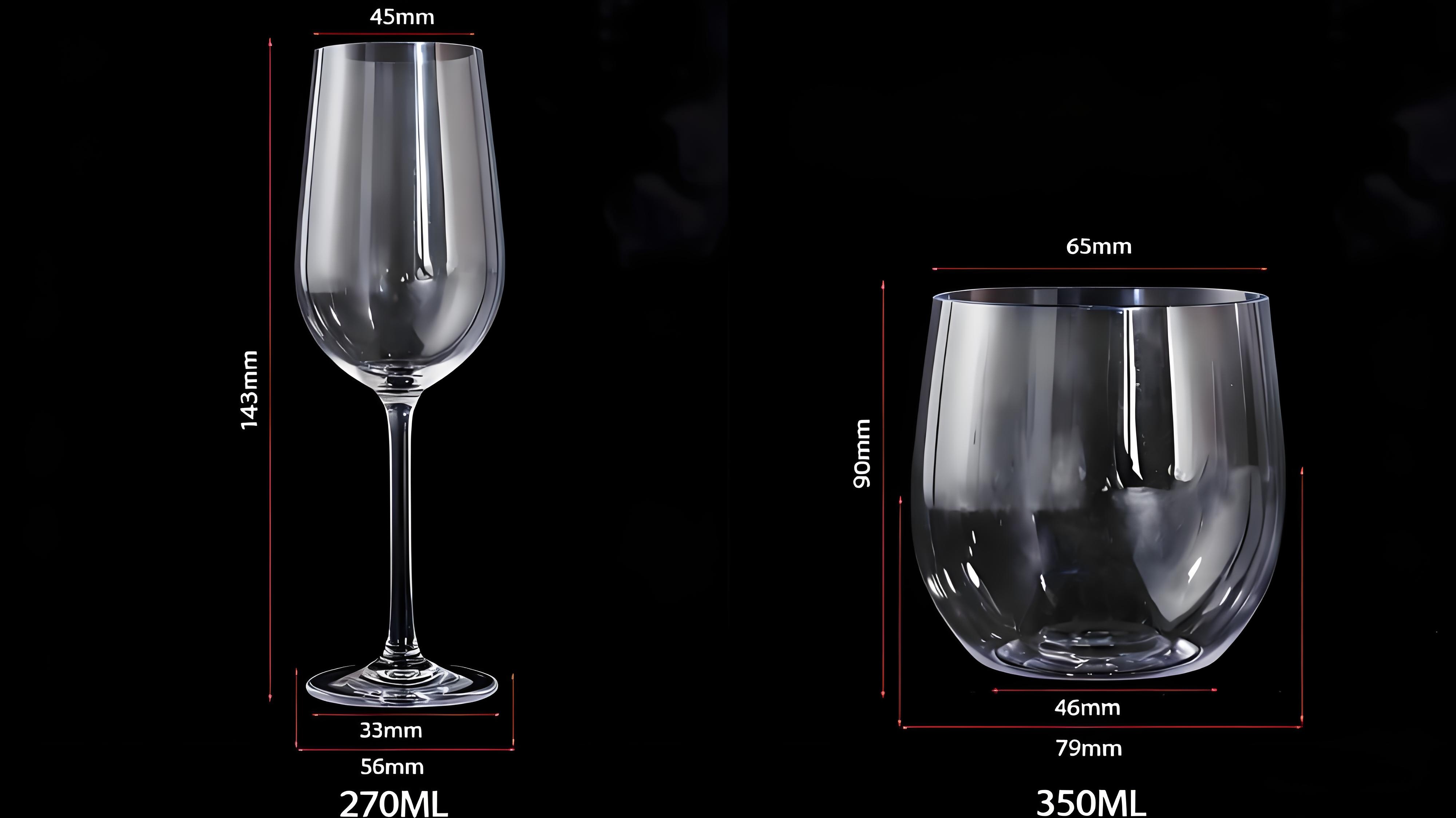 Clear Plastic Wine Cup 12Oz Unbreakable & Crystal Plastic Stemless Champagne Glasses for Parties Weddings