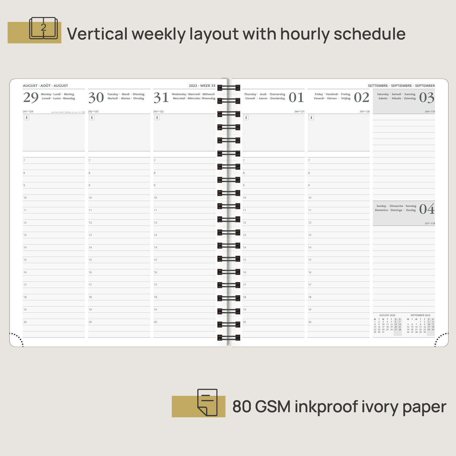 8.5''x10.5'' Hardback Spiral Daily Planner From Jul. 2023 To Jun. 2023