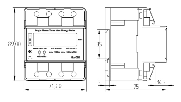 High Quality Single Phase Three Wire Power Meter Digital Electric Energy Meters