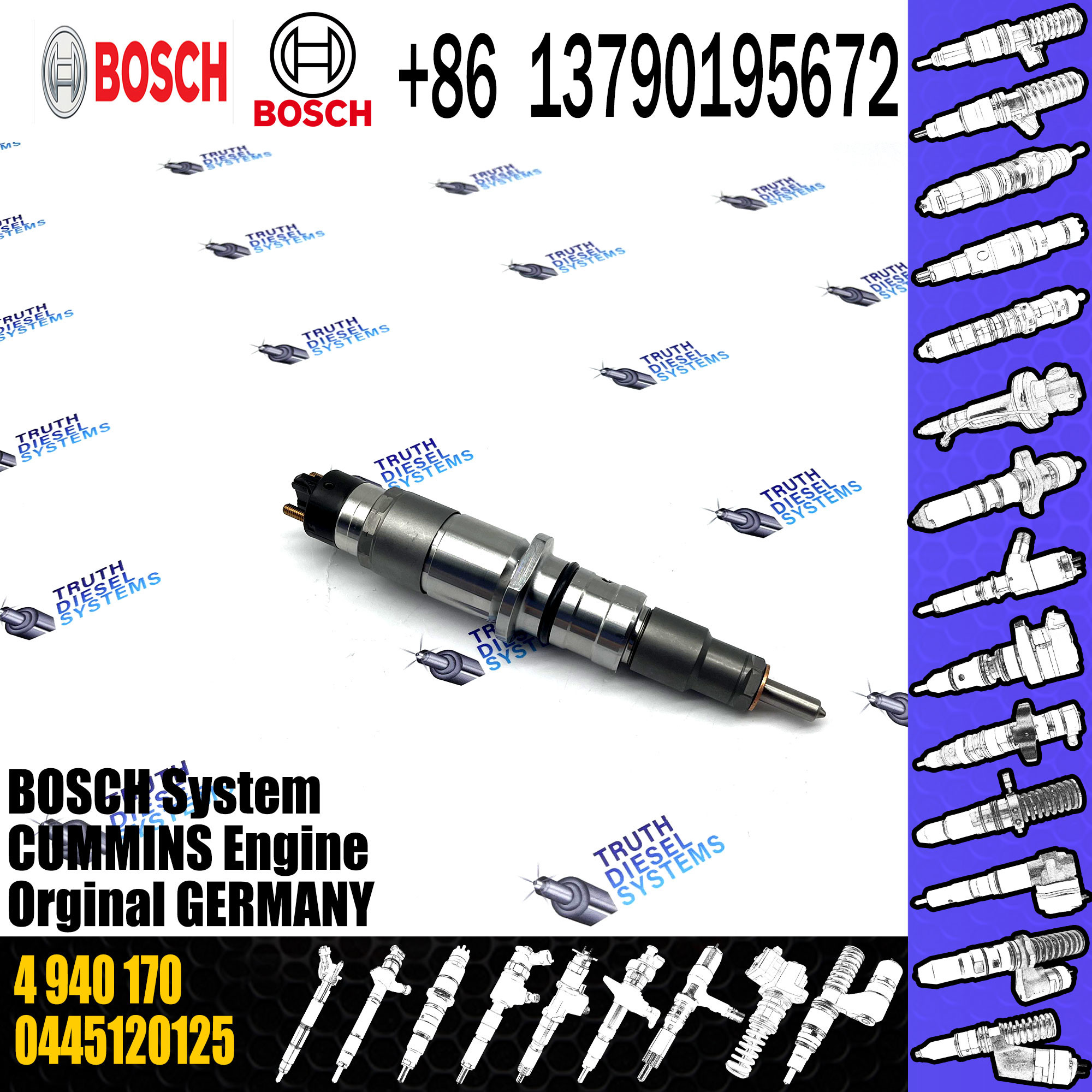 Common rail fuel injector 0445120236 0445120125 0445120029 5263308 4940170 4939061 3973060 3965721for QSL9 QSC8.3