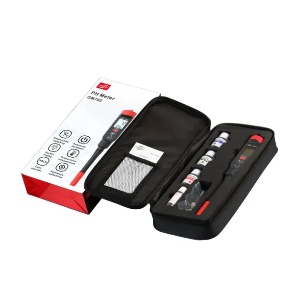 Handheld pH Meter GM795 in use