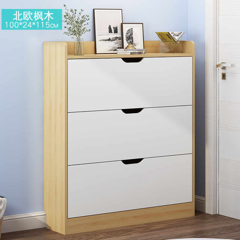 16kg Shoe Sideboard Cabinet , 24cm Width 3 Tier Shoe Organizer