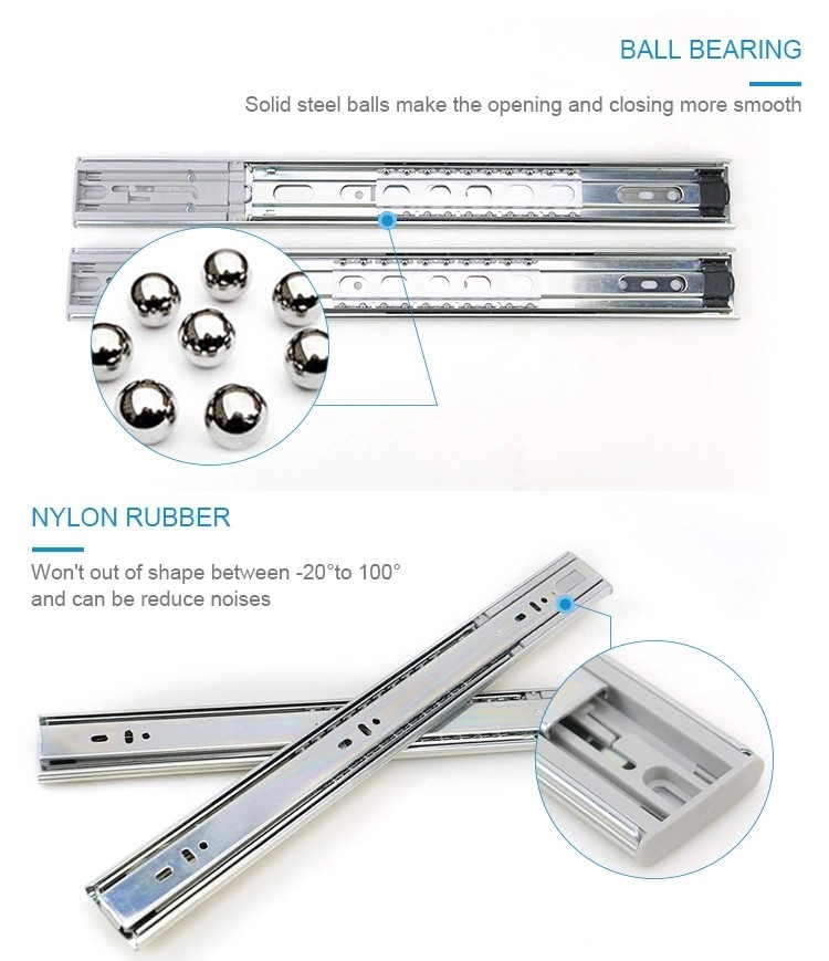 Furniture Telescopic Drawer Full Extension Ball Bearing Slides Heavy Duty