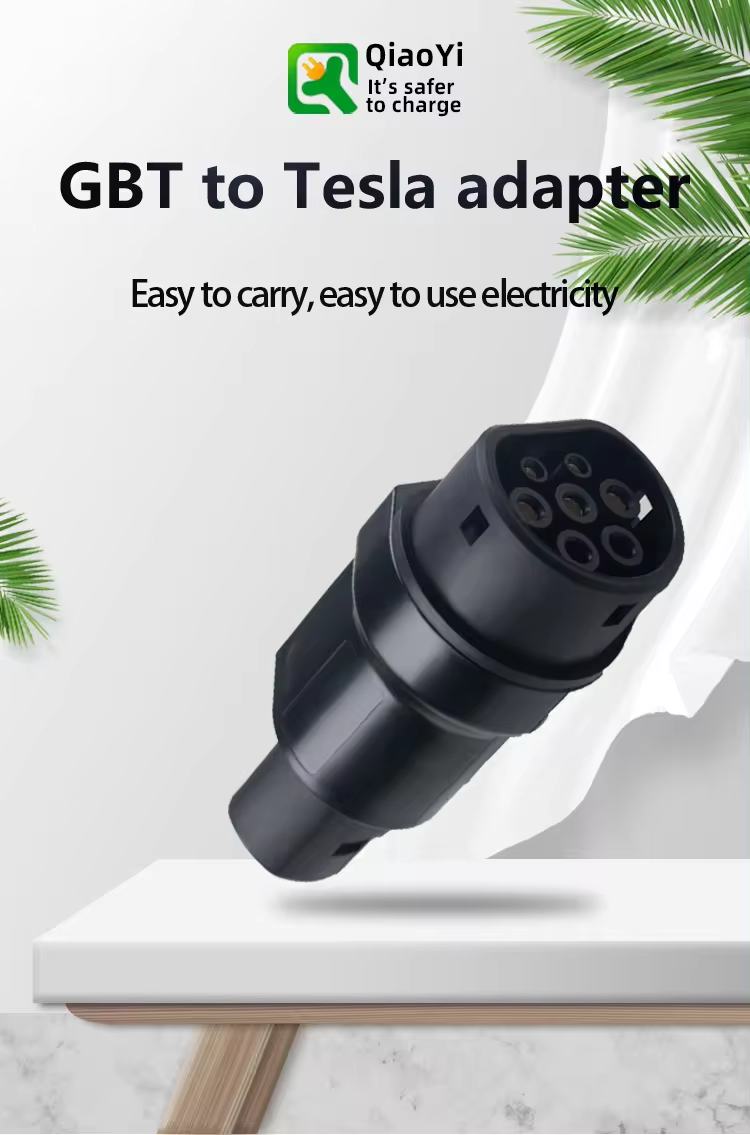 220v Black Electric Vehicle GBT to Tesla Adapter 7kw Ev Socket Charging Function for EV Charging Adapter