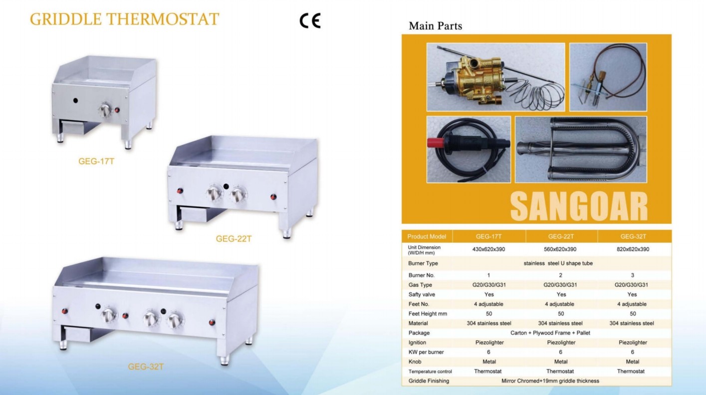 Electric Stainless Steel Restaurant Commercial Countertop Griddle Anti Corrosion